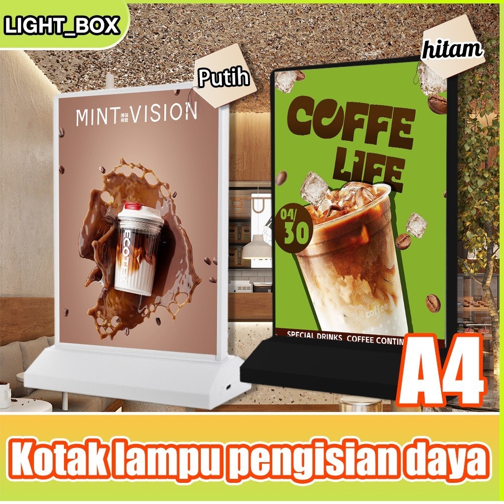 

Ready display menu LED / Kotak lampu pemesanan pengisian daya dua sisi / LED Cafe Menu Board / lampu