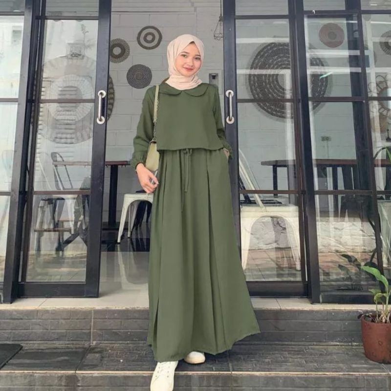 Dress Wanita  Set Khimar Terlaris Gams Gamis Pengajian Maxy Dress Motif Wanita Motif / Polos Termura