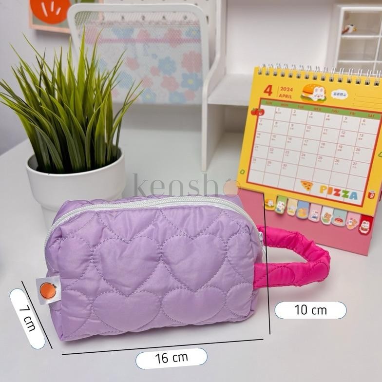 

fg-80 KENSHO Kotak Pensil Sleting Motif Love Hati Handle Pastel / Pouch Makeup Aesthetic / Tas Aksesoris Wanita Lucu Import / Zipper / Hearts Premium