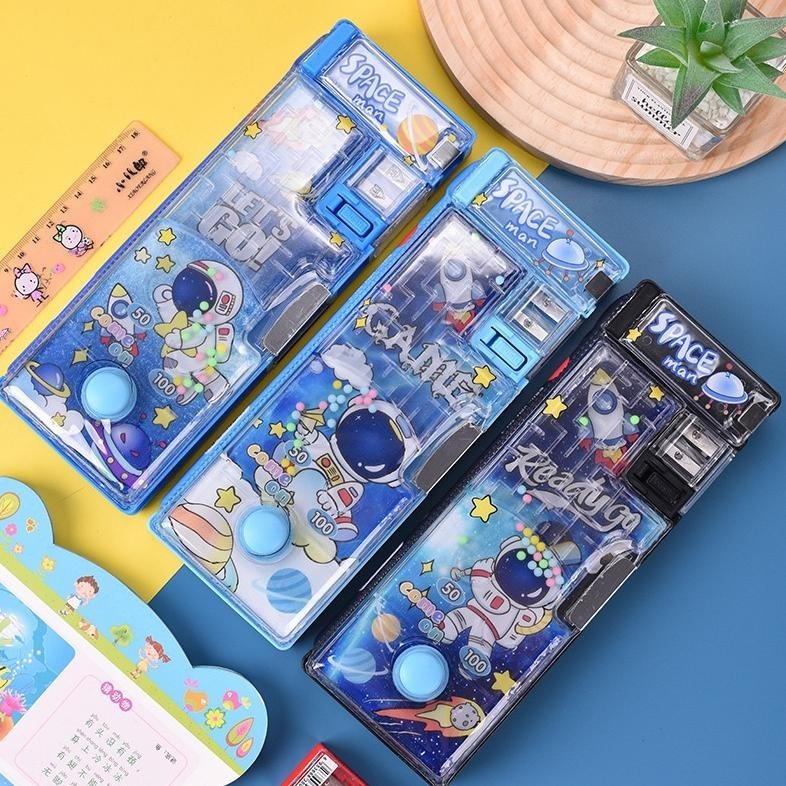 

g-24 NEW Pensil Case Unicorn , Astronot , Underwater Sea with Game / Kotak Pensil Magnet Pencet Air / Pensil Case Astronout Mewah Water Ball Murah