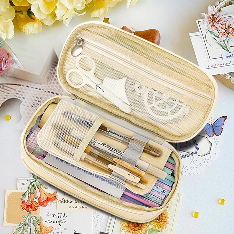 

fb-43 SeamiArt Kawaii Flexible Macaron Multifunction 2 Layers Pencil Case Pen Bag Tas pensil Kantong pen Original