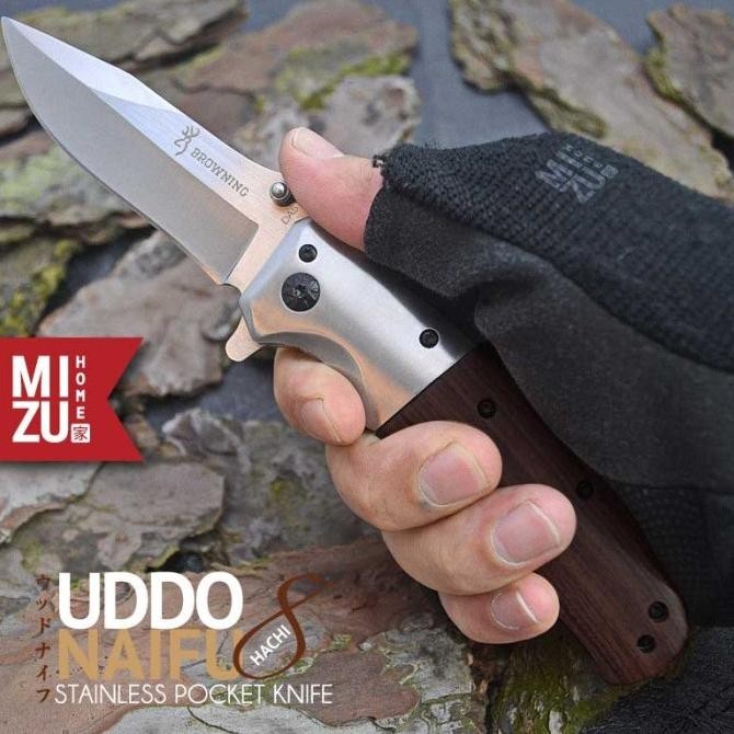 Mizu Uddonaifu-Hachi Stainless Pocket Knife Pisau Saku Lipat Browning