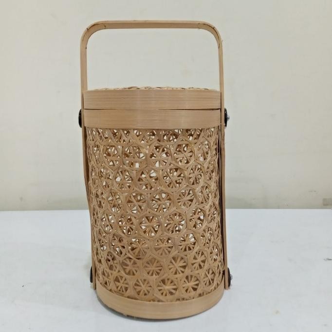 Hamper anyam bambu/keranjang bambu/tas bambu bulat/truntum