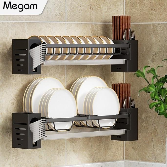 Megam Rak Piring Mangkok Gantung Rak Peniris Serbaguna Wastafel HRM121