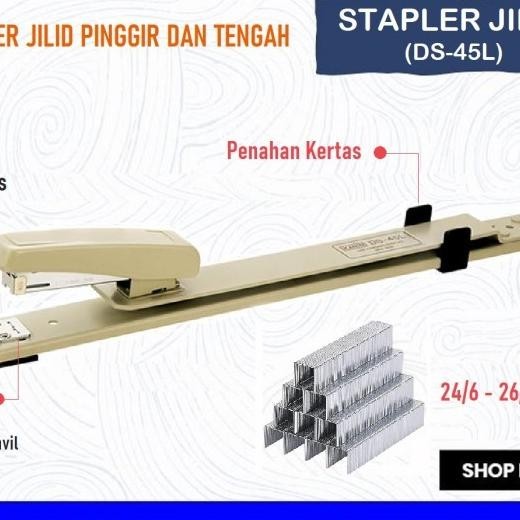 

Stapler Jilid Tengah / Heavy Duty Ds 45L / Long Stapler Pancong