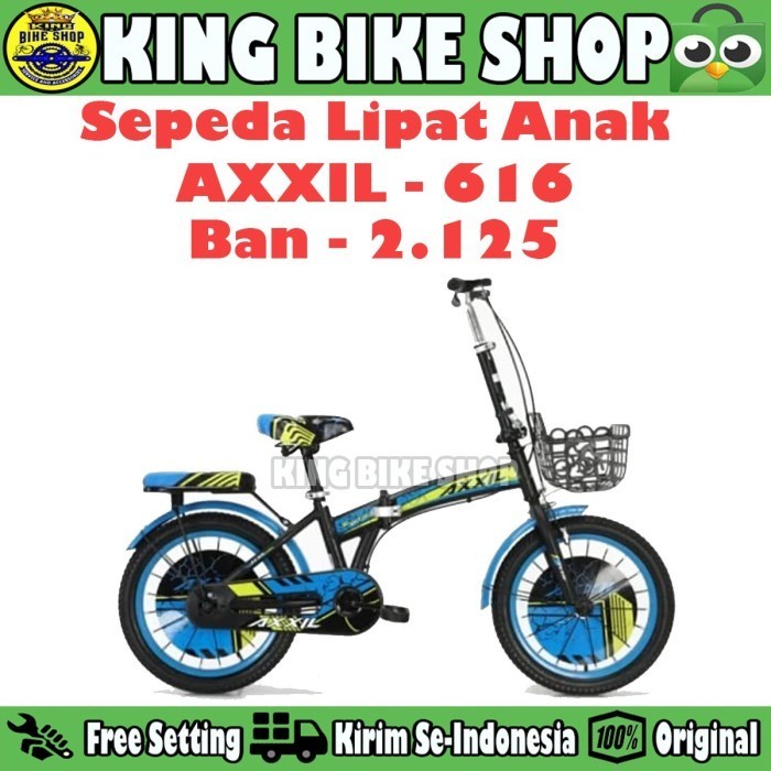 Sepeda Lipat Anak AXXIL 616 Ukuran 16 & 18 Inch Keranjang Universal