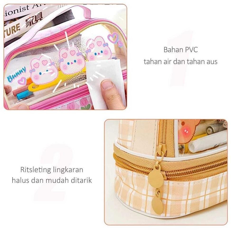 

lij-56 ( zwq ) K010 Kotak Pensil Transparan Terbaru / Tas Pensil Kartun Yang Lucu / Pencil Case Kapasitas Besar / Tempat Pensil Anak Murah
