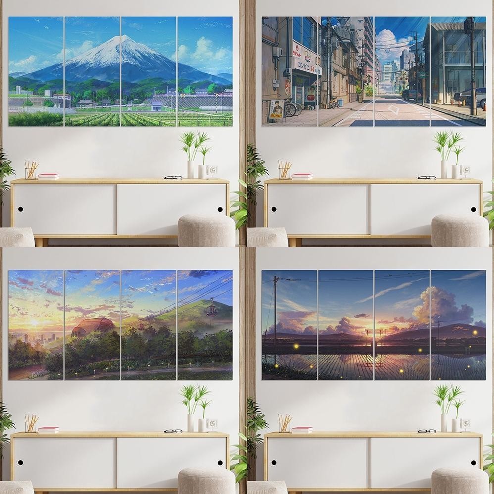 gj-46 [120x60cm] Wall Decor Pajangan Poster Kayu Hiasan Dinding Lukisan Jepang Pemandangan Alam Anim