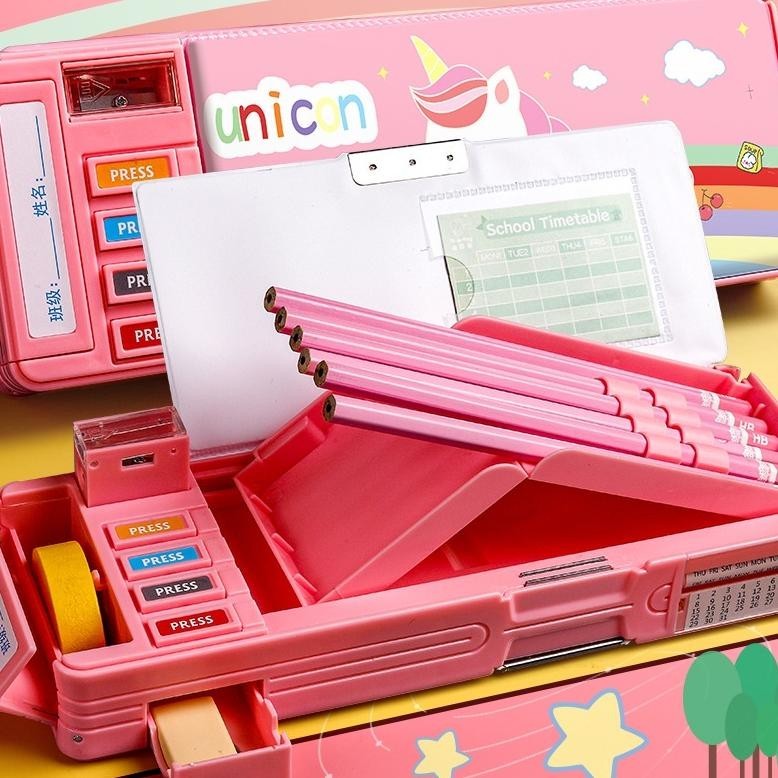 

ter-98 Tempat Pensil multifungsi/Kapasitas besar, taman kanak-kanak/Motif Unicorn / Dinosaurus / Astronot Untuk Anak Premium