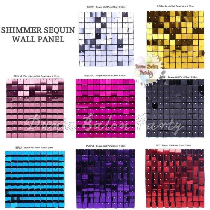 ( 5PCS ) Square Sequin Wall Panel / Shimmer Sequin / Backdrop Ultah