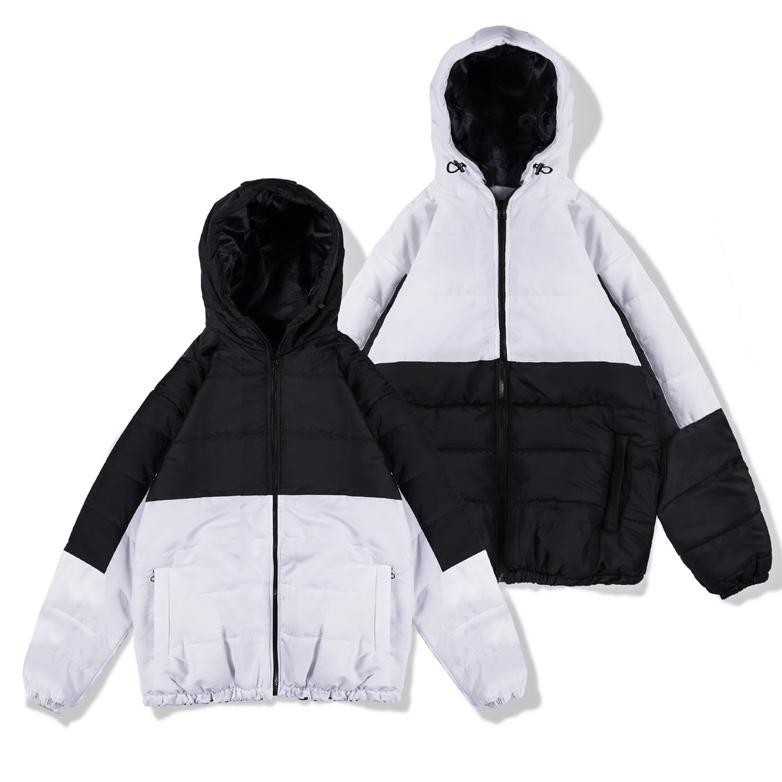 New Arrival Jaket Puffer Hoodie Kombinasi Motif Distro TNA Murah