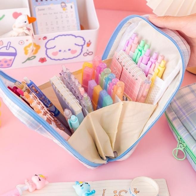 

Diskon Gede [Orgm] Alat Tulis Kantor Perlengkapan Sekolah Kotak Pensil Pencil Case Style Jepang Checkered Kotak Kotak 5 Lapis Gratis Ongkir