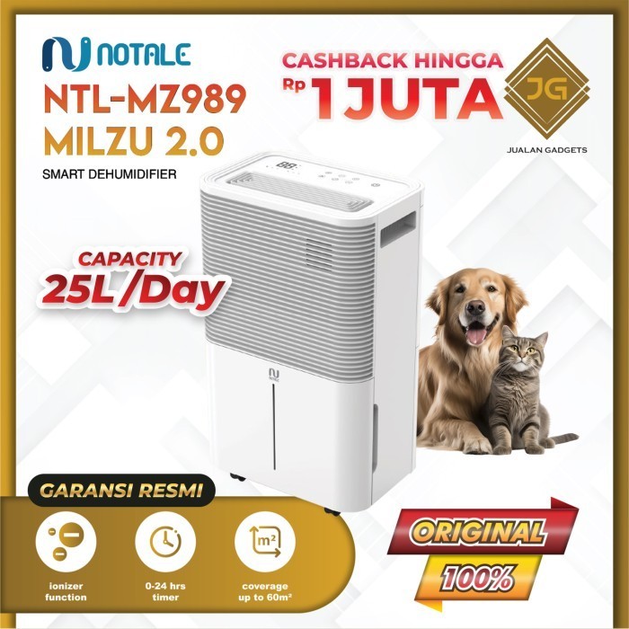 DEHUMIDIFIER NOTALE MILZU SMART DEHUMIDIFIER 20L/HARI - GARANSI RESMI