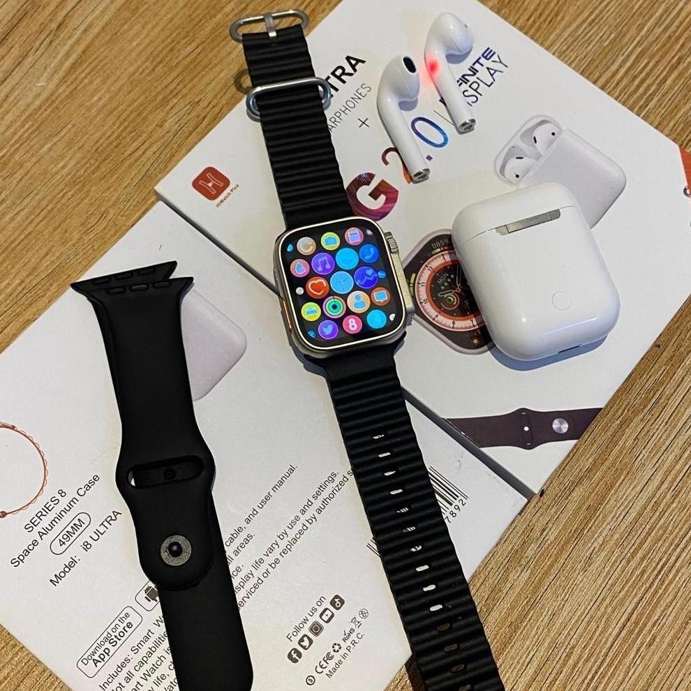 SG SMARTWATCH 8 ULTRA WATCH 8 FREE 2 TALI+EARPHONE TWS FULL LAYAR ADA KALKULATOR