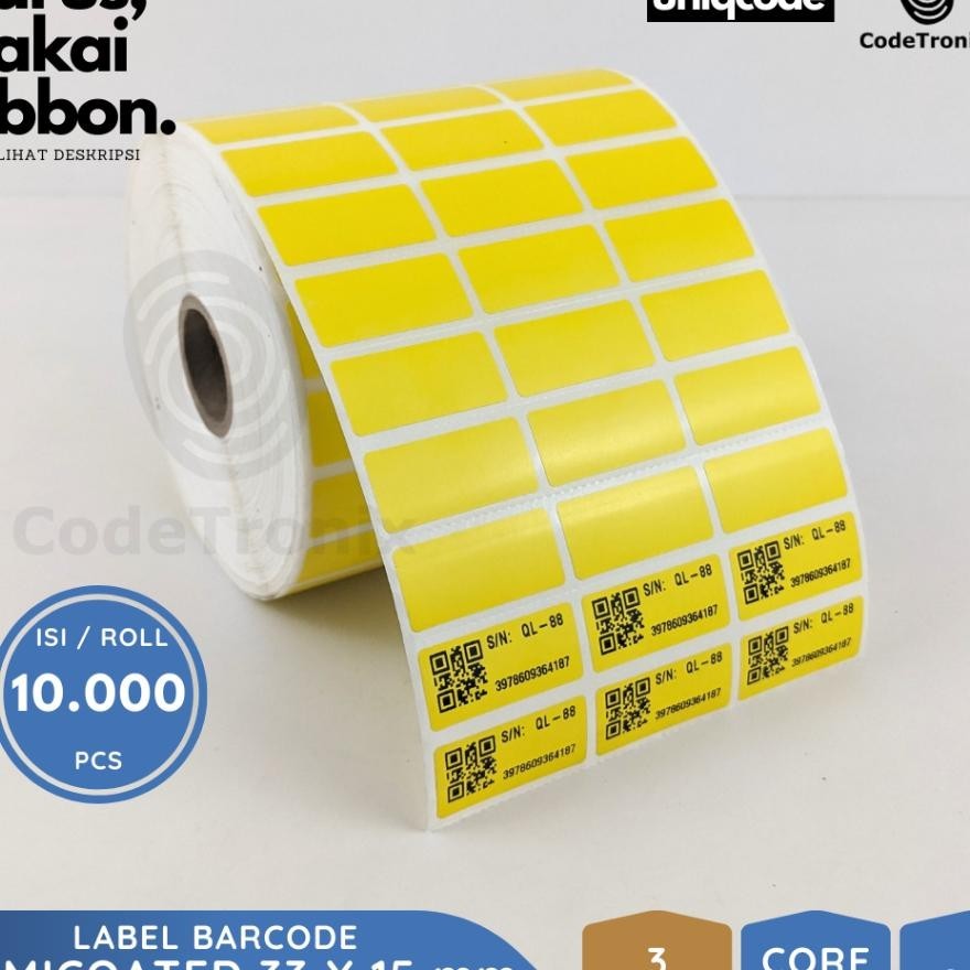

Uniqcode Label Stiker Barcode Secoated 33X15Mm 3Line 10000Pcs Warna