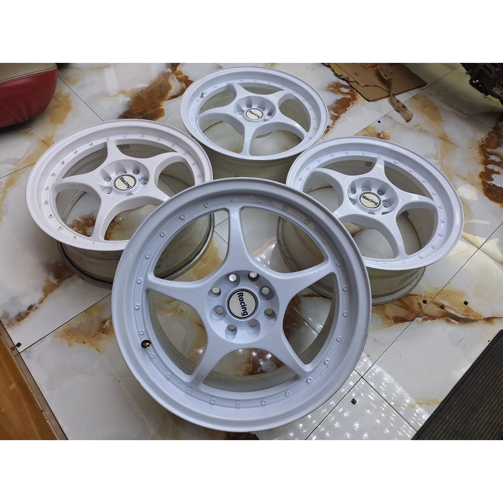 Velg Mobil Racing Second Type ENKEI TULANG Ring 17 Lebar 7 Baut 4X100-114,3 untuk Jazz Brio Vios Yar