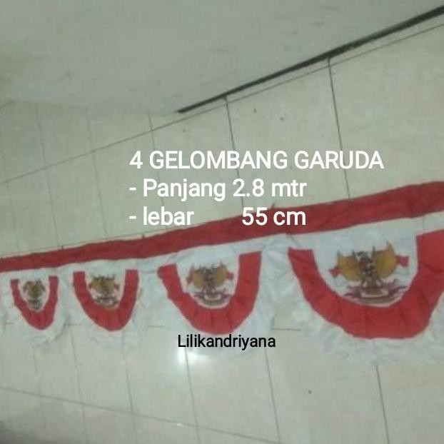 ] Grosir bendera Indonesia background merah putih bunga besar 5 lengkung