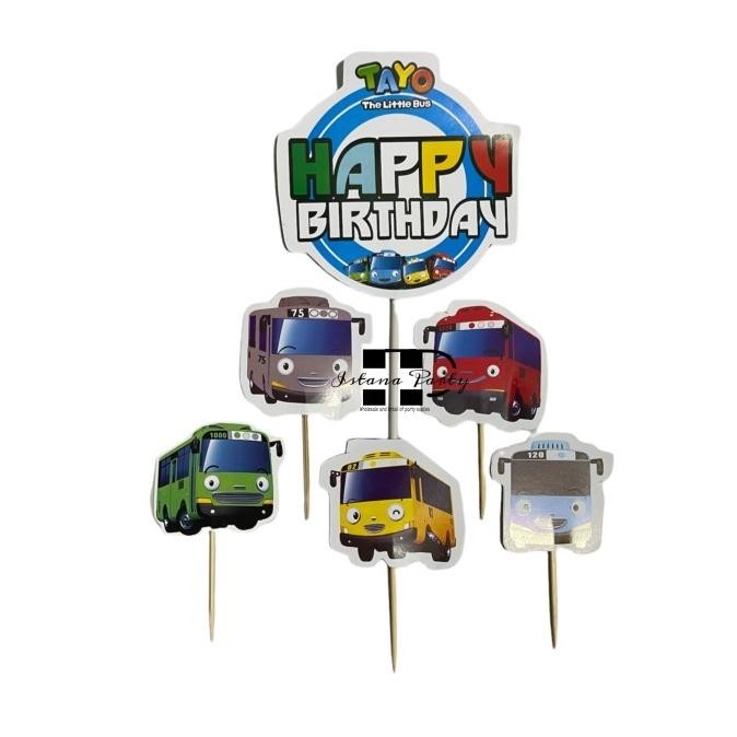 ] cake topper happy birthday / cake topper Tayo / hiasan kue BUS TAYO