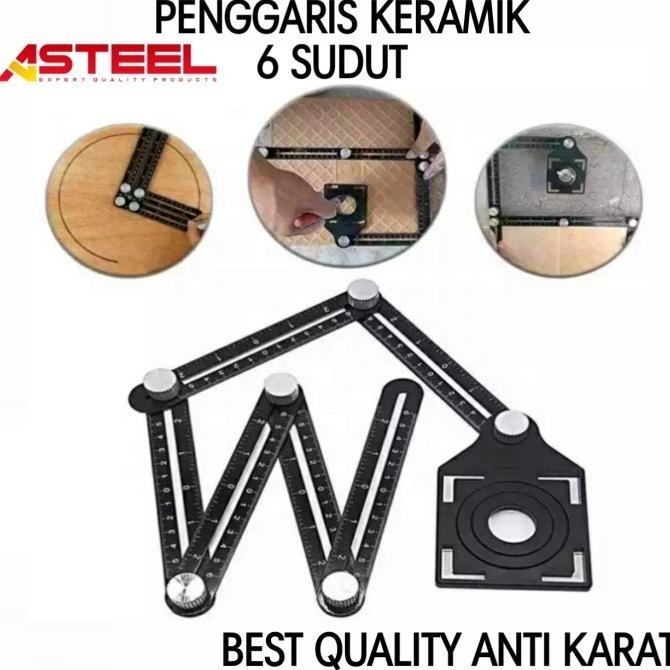 

ASTEEL penggaris keramik granit 6 siku sudut lipat mutifungsi template