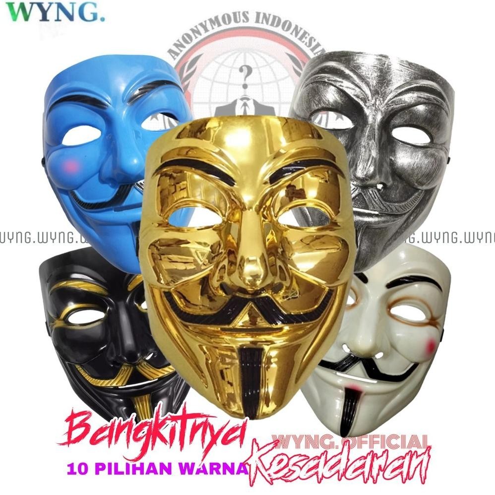 Flash  Sale Profesional Hacker 10 Warna - Topeng V Vendetta Tebal Mask Occupy Anonymous Cosplay Guy 