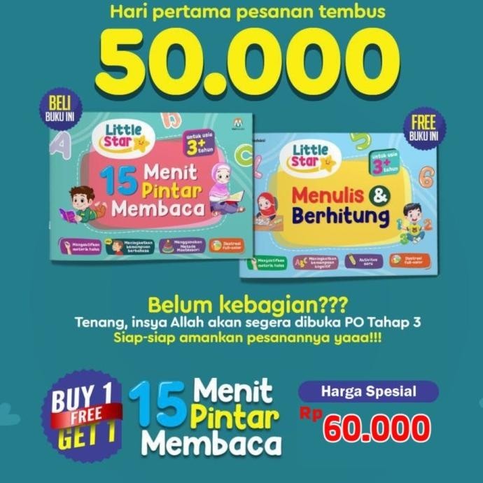 

Buku Little Star : 15 Menit Pintar Membaca + Bonus Buku Tulis Hitung