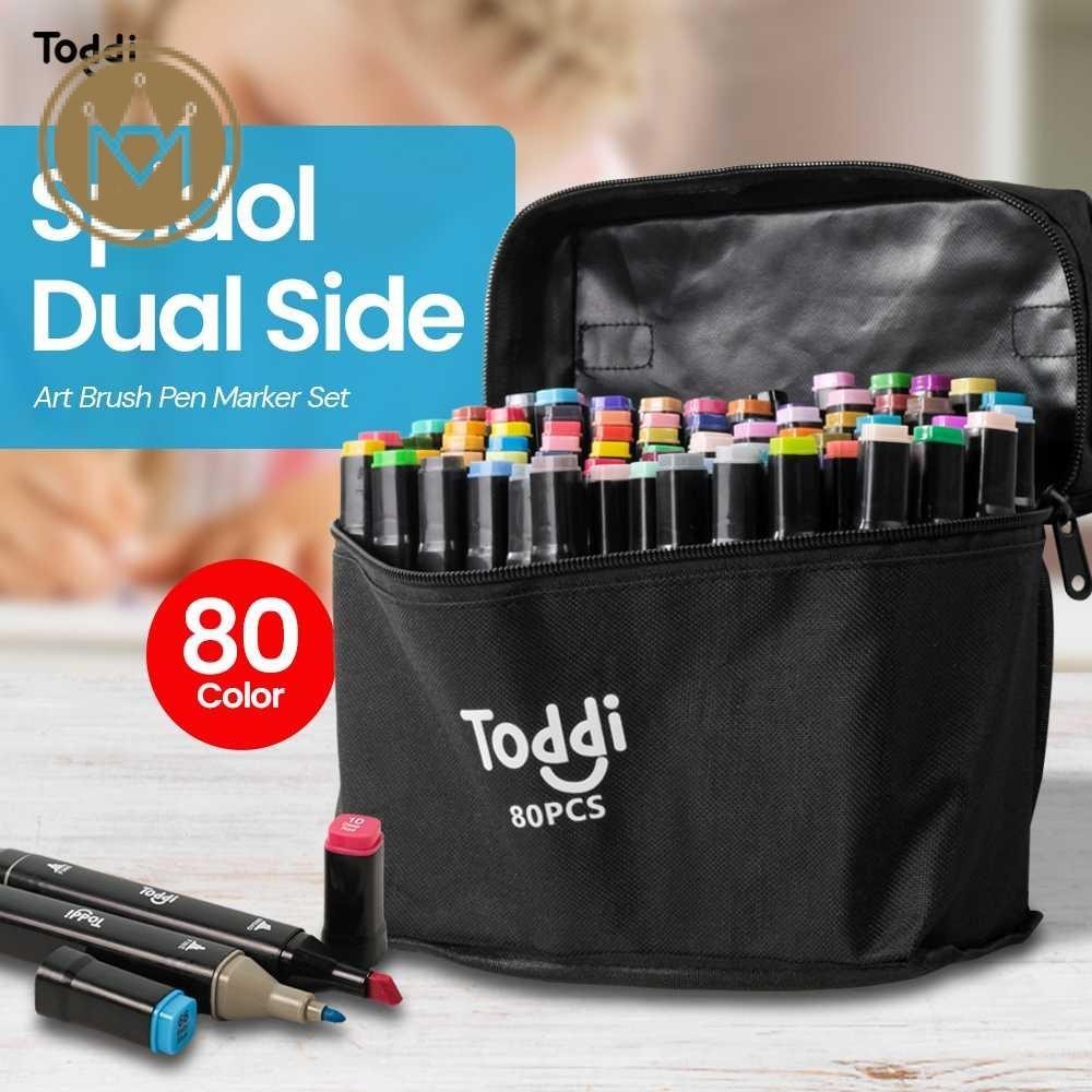 

Spidol Dual Side Fine Art Brush Pen Art Marker Set 80 Color - HL270