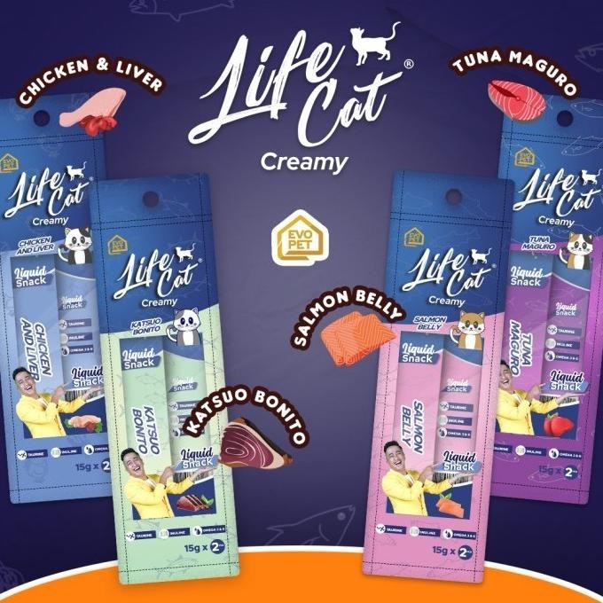 

Life Cat Creamy Liquid Snack ( 1Box - 12 pcs ) - Camilan Kucing CS