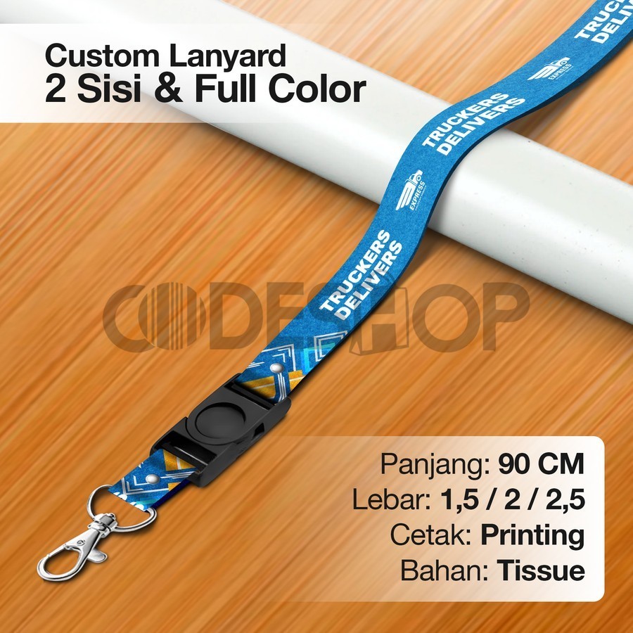 

Cetak Lanyard Custom Print 2 Sisi Bahan Tissue Printing Tali ID Card