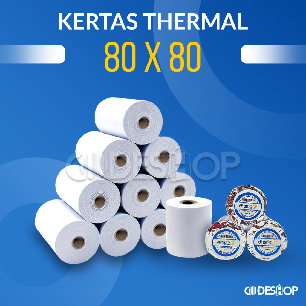 

Kertas Termal Kasir Struk 80x80 - Thermal Paper Roll 1 SLOP Isi 10