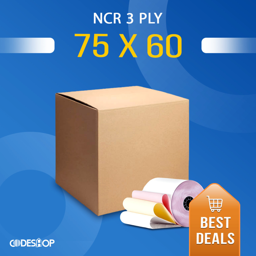 

1 DUS Kertas Kasir HVS NCR 75 x 60mm 3 Ply Cetak Dot Matrix EPSON