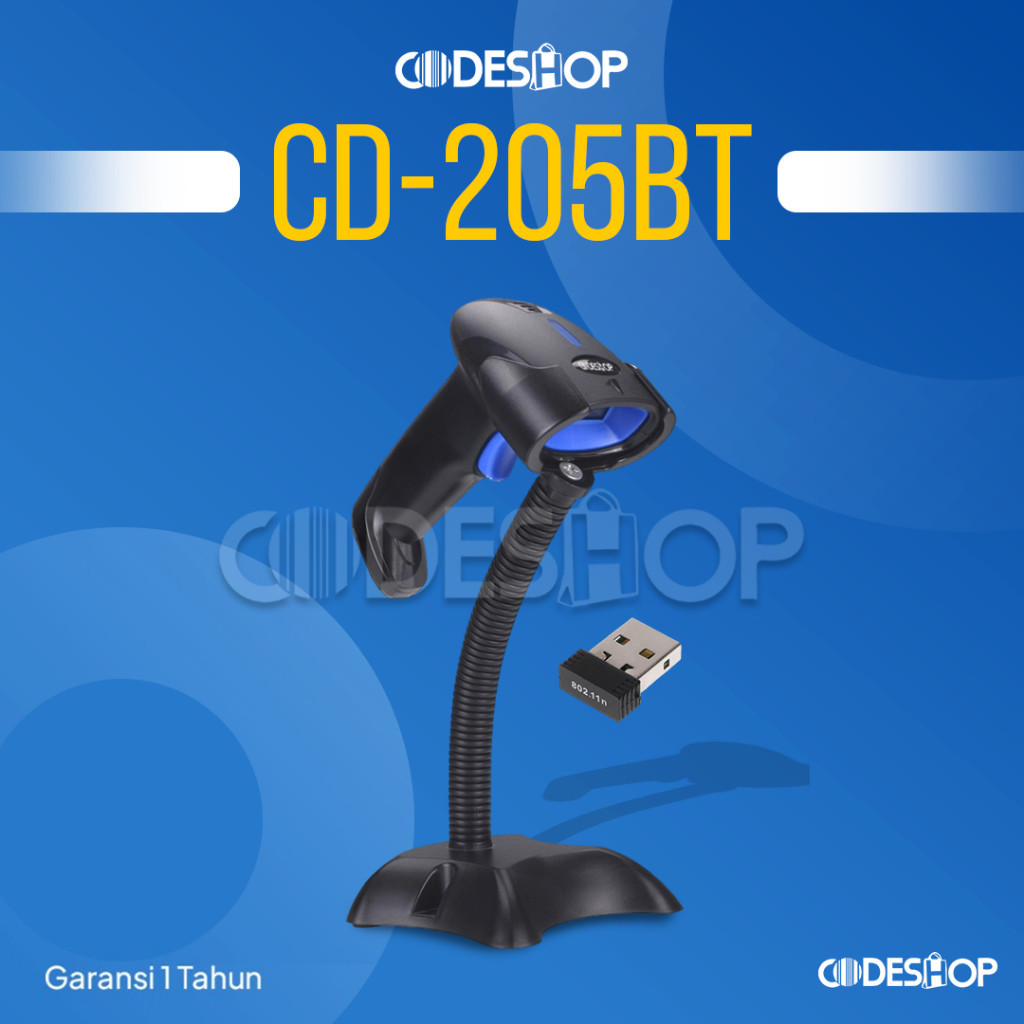 Barcode Scanner CODESHOP CD-205BT Wireless 2D Dongle USB Bluetooth