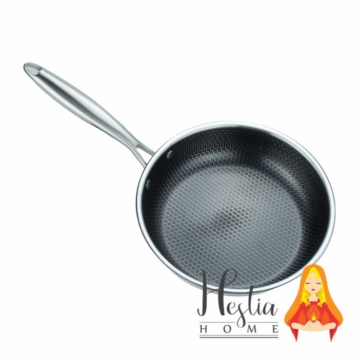 Home Pro Fry Pan Stainless Steel 24 Cm Wajan Anti Lengket Honeycomb