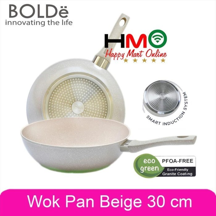 Bolde Super Pan Wok 30Cm Beige Granite Panci Wajan Keramik Bolde