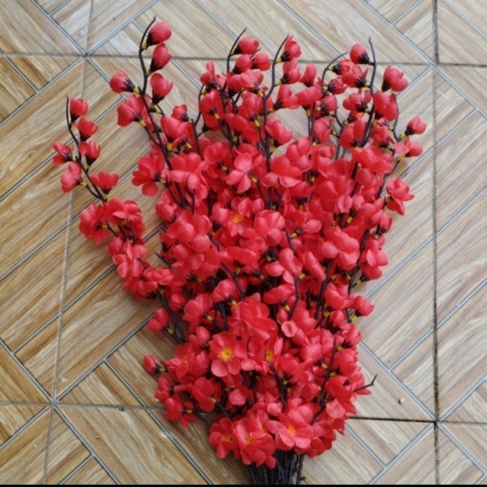 Bunga Plastik Bunga Hias Plastik Bunga Sakura Lusinan
