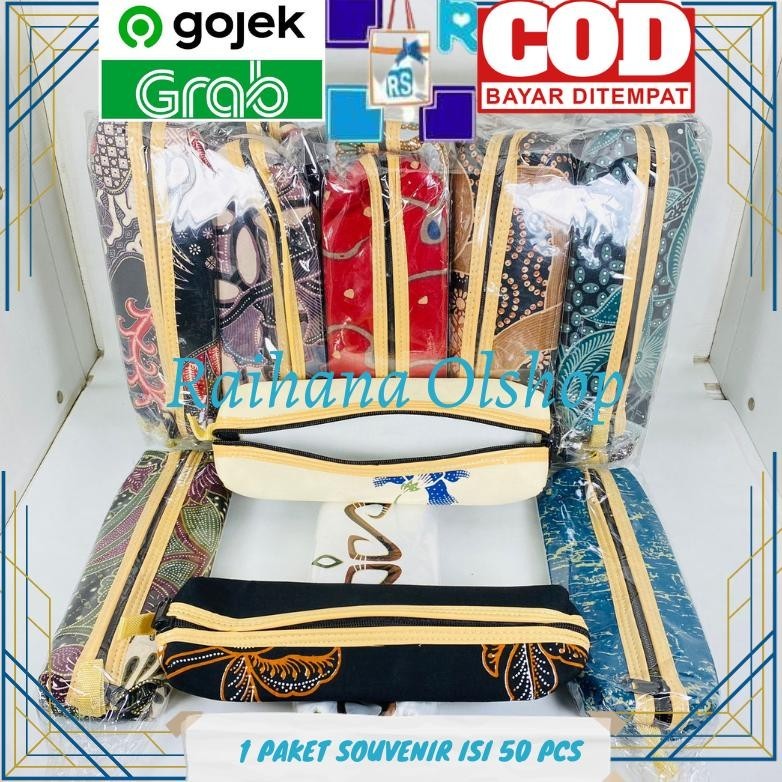 

Hot Sale ISI 50 PCS Souvenir Tempat Pensil Motif Batik Kemasan Plastik Berkualitas