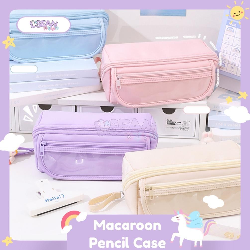 

hjg-7 PENCIL CASE ORGANIZER POLOS TAS PENSIL RISLETING LAPIS AESTHETIC KOREA WARNA PASTEL MACAROON KAPASITAS BESAR Original