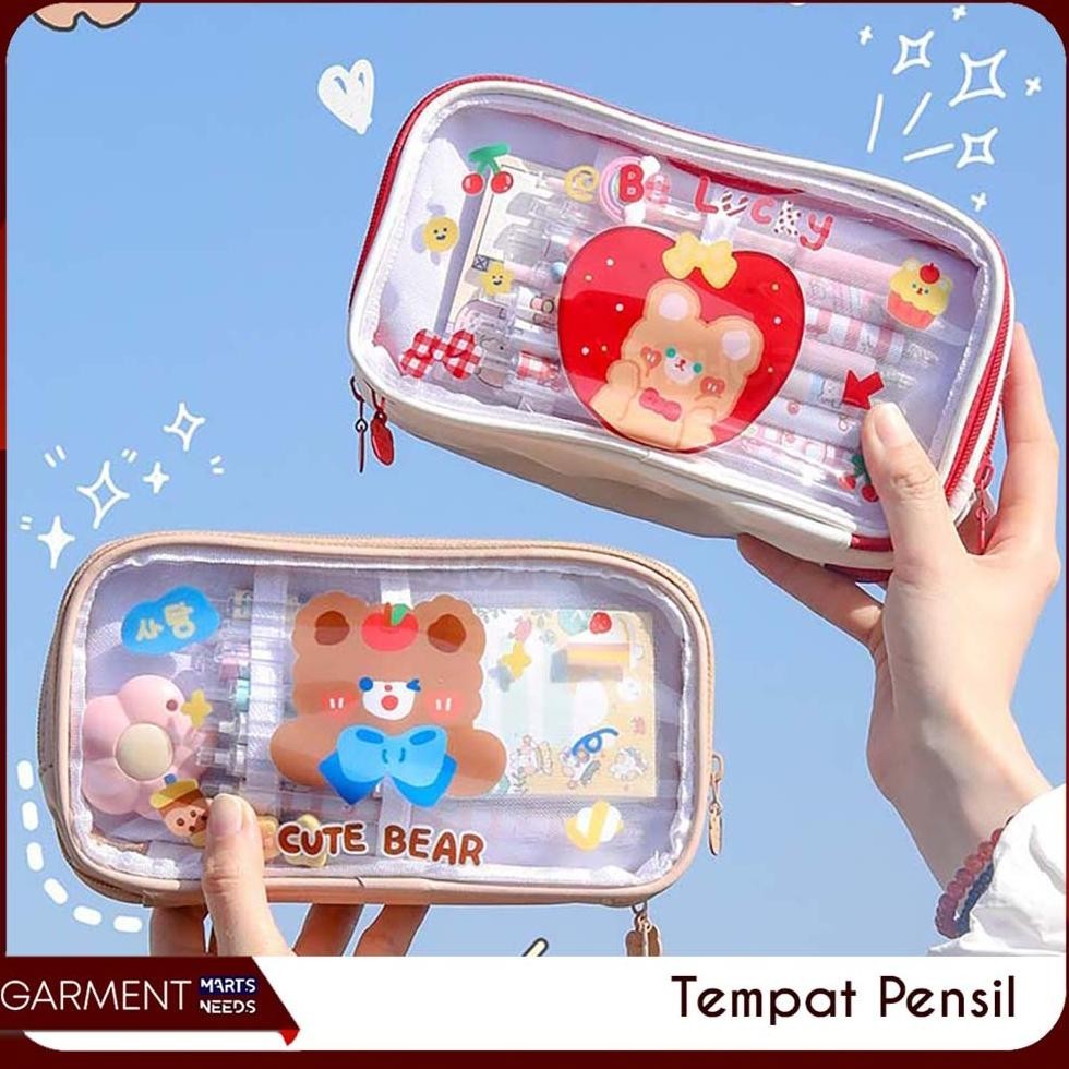 

er-6 LNCIPNCL - Kotak Pencil Anak Tempat Pouch Transparan Bahan Pvc Motif Kartun Lucu Serbaguna Original