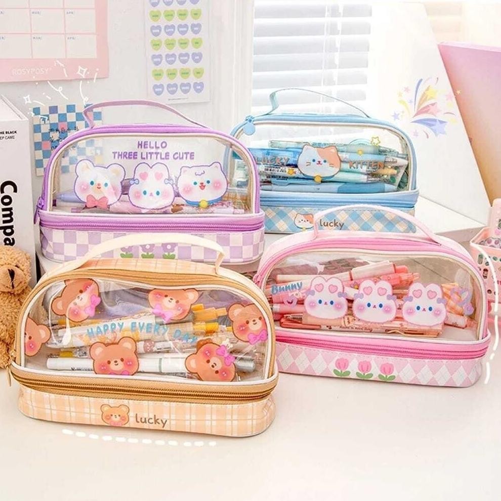 

gh-45 [nicky888] Kotak Pensil Transparan Terbaru / Tas Pensil Kartun Yang Lucu / Pencil Case Kapasitas Besar / Tempat Pensil Anak K010 Premium