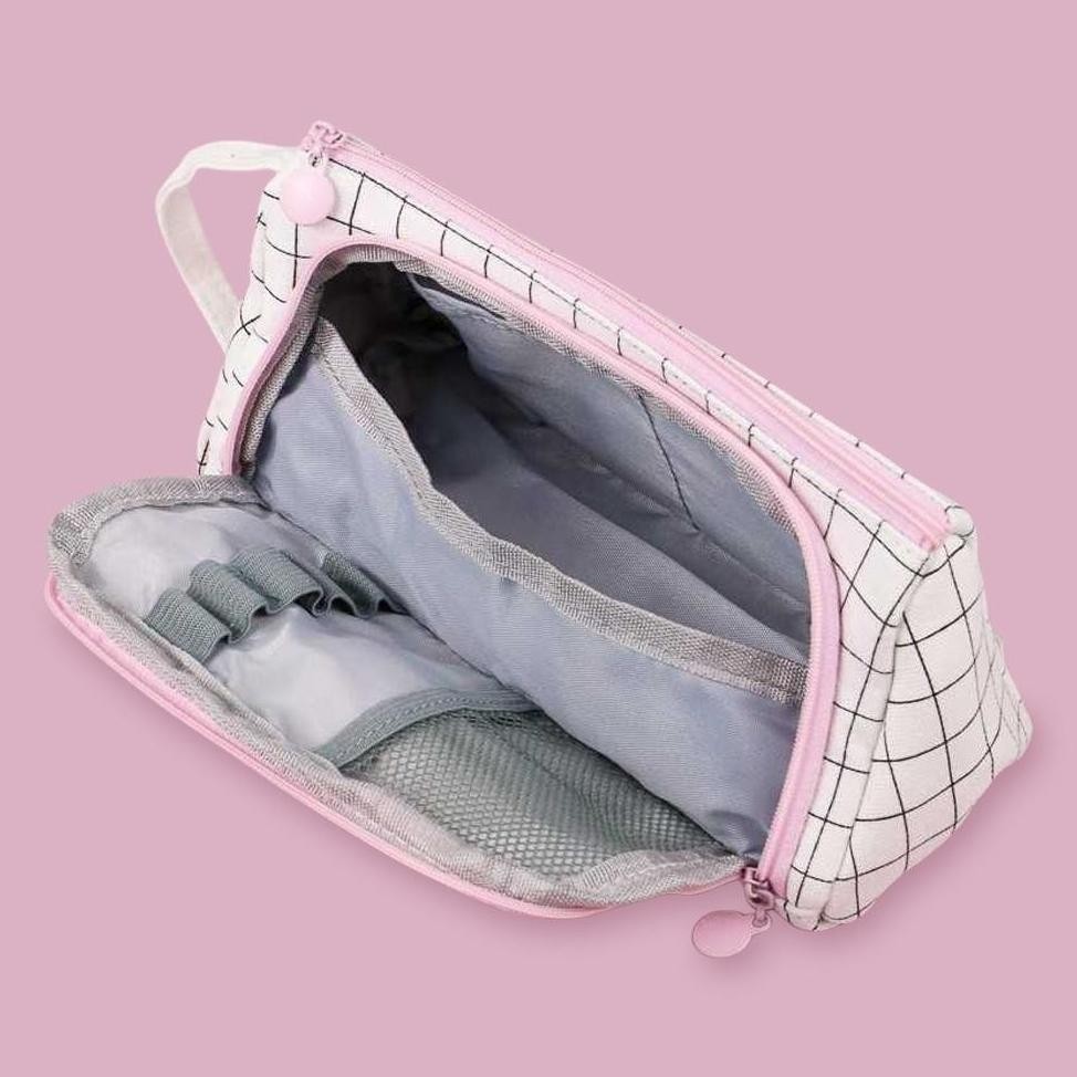 

rt-342 AK Tempat Pensil Large Capacity Pouch Stationery Motif Kotak - PB01 - White Original