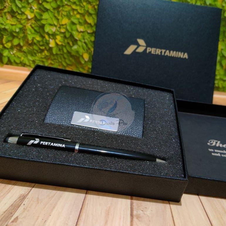 

df-7 Giftset Custom Profesional Pen + Card Holder, Hampers Eksklusif, hadiah Eksekutif, seminar Kit Murah