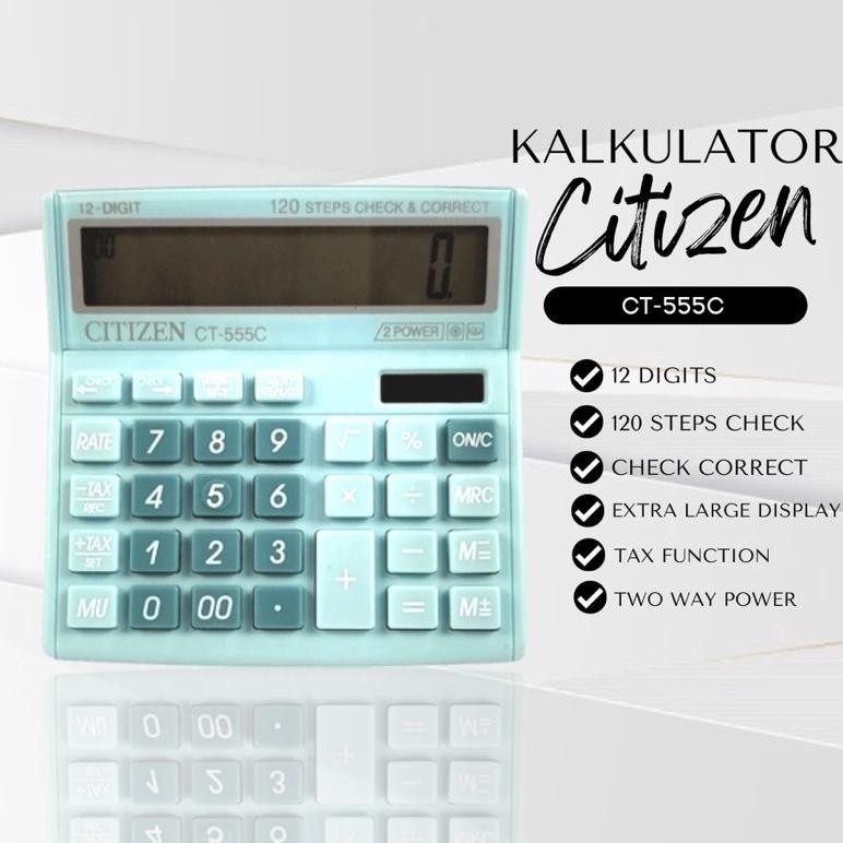 

jk-54 KALKULATOR FANCY WARNA WARNI CALCULATOR CITIZEN 555N 555 N 555 C 555 COLOUR SERIES 12 DIGIT CHECK ULANG CHECK CORRECT BISA HITUNG ULANG Berkualitas