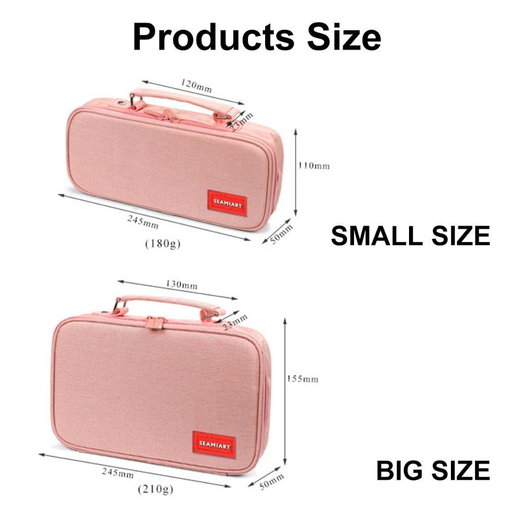 

bas-12 SeamiArt Big Capacity Zipper Pencil Case Multifunction Double Layer Pen Bag Tas pensil Kantong pen Viral