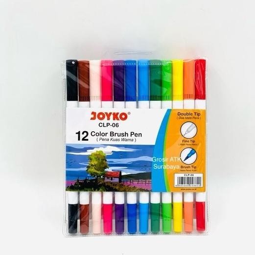 

jy-6 Color Colour Brush Pen / Pena Kuas Warna Joyko 12 Warna CLP-06 CLP 06 Terlaris