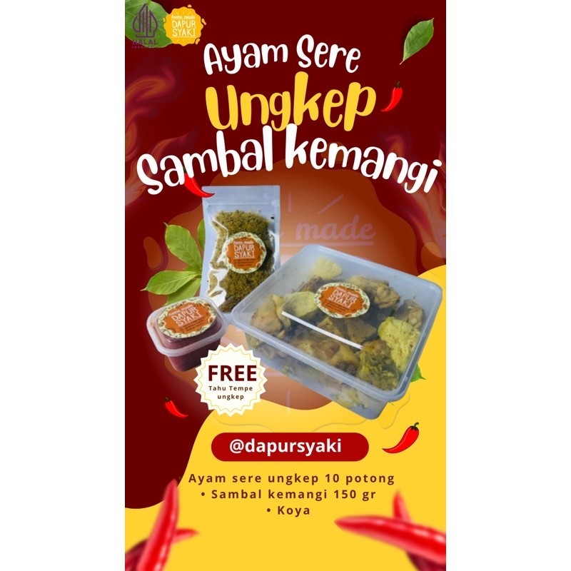 

Ayam sere ungkep sambal kemangi frozen free koya tahu tempe ungkep