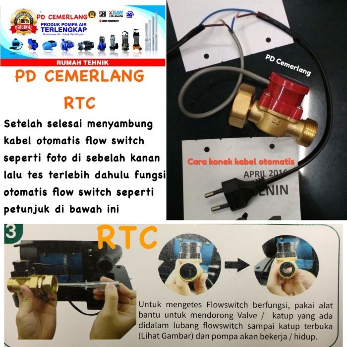 NEW SERIES POMPA PENDORONG AIR TOREN OTOMATIS FLOW SWITCH NATIONAL SANYO SHIMIZU ORIGINAL QUALITY