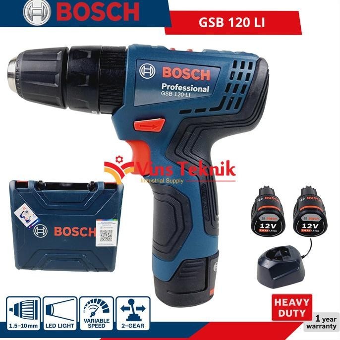 Mesin Bor Baterai 12V Cordless Impact Drill Gsb120Li Bosch Gsb 120 Li