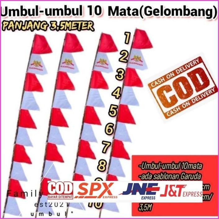 Extra Umbul-Umbul 10Mata(Gelombang) / Merah-Putih / Bendera Umbul-Umbul Terbaik