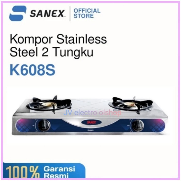 KOMPOR STAINLESS STEEL SANEX K608S / KOMPOR GAS 2 TUNGKU SANEX K608S