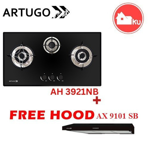 ARTUGO BUILT IN HOB AH 3921 NB KOMPOR TANAM 3 TUNGKU