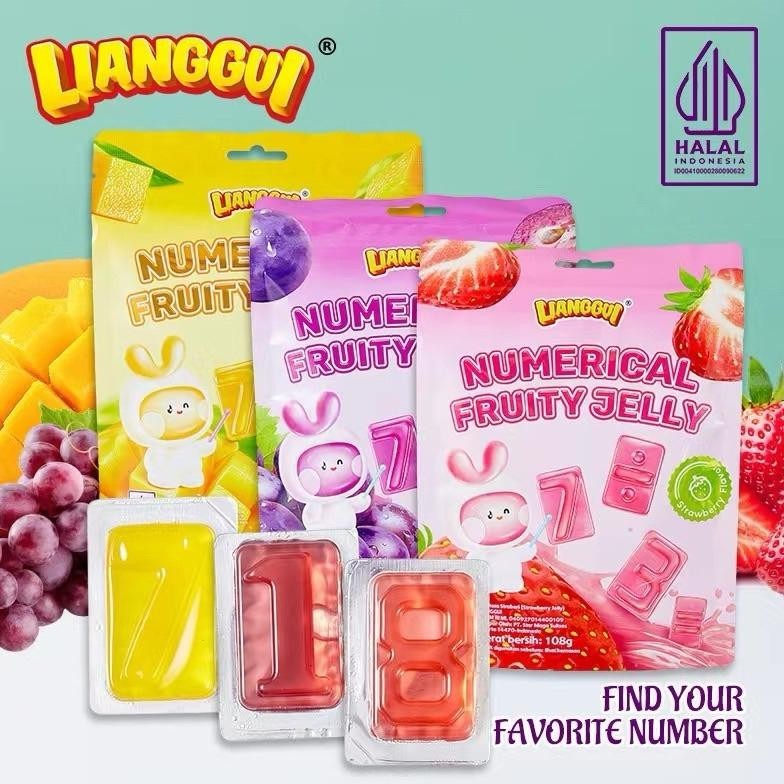 

[Halal] Lianggui Numerical Fruity Jelly 108g / Jelly Agar Rasa Anggur Mangga Strawbery
